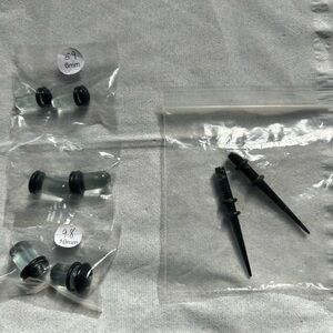 Black and Clear Ear Gauges and Tapers Set